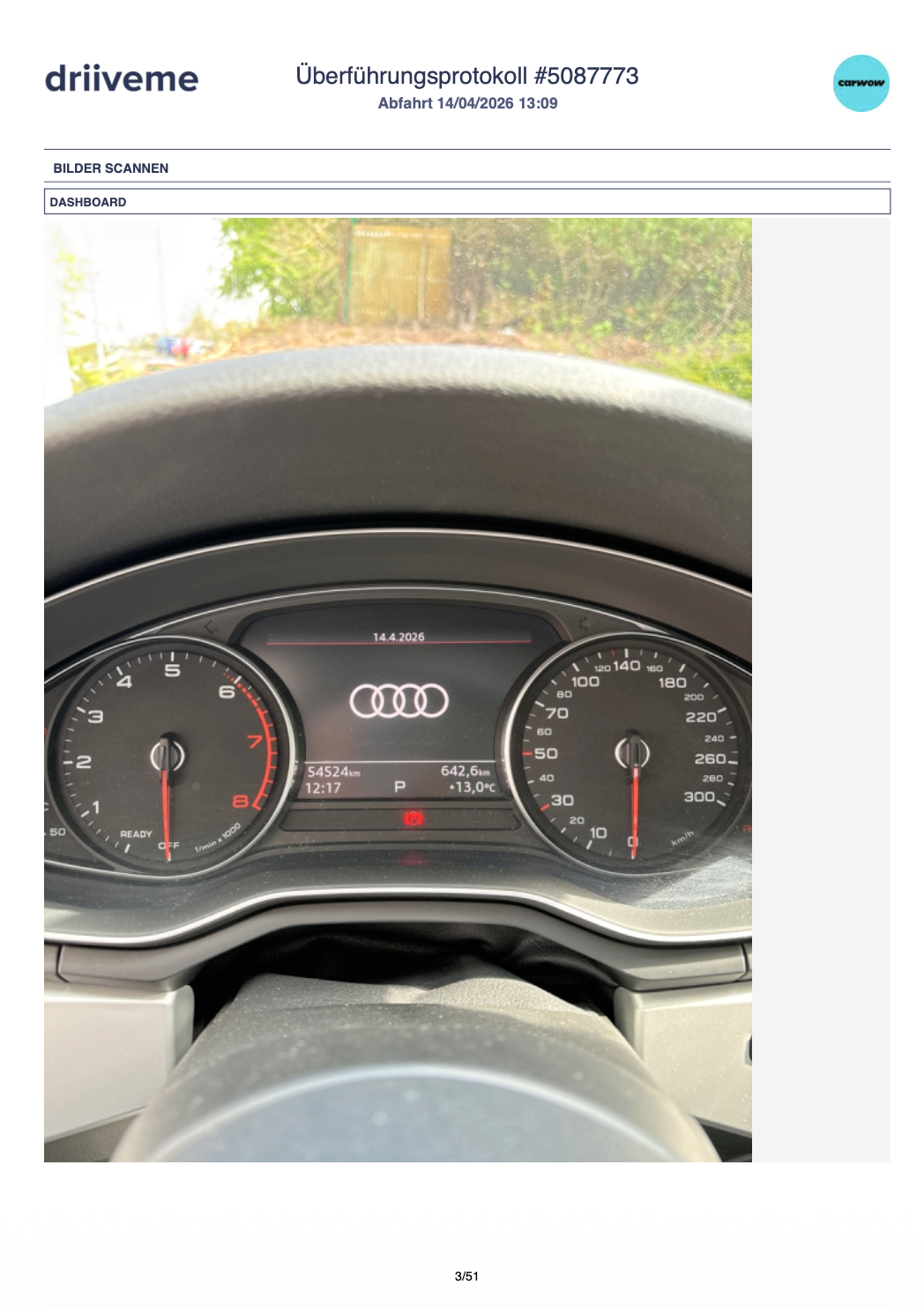 Beispiel Kachel: Dashboard und Fahrzeugstatus