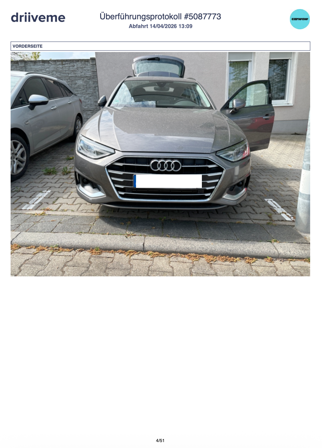 Beispiel Kachel: Frontansicht des Fahrzeugs