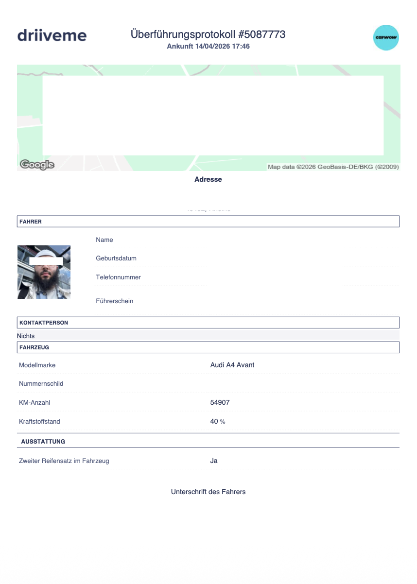 Anonymisierte Übersichtsseite des Zustandsberichts